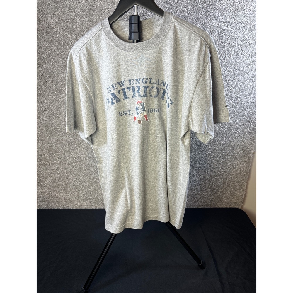 NFL Team Apparel T Shirt New England Patriots Pat Patriot XL Gray Mens